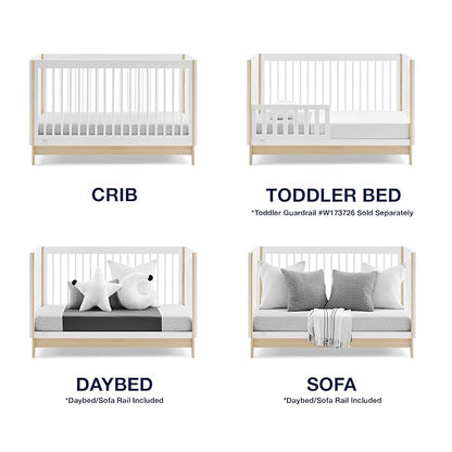 Delta Children babyGap Tate 4-in-1 Convertible Crib TrueSleep Crib and Toddler Mattress (Bundle), Bianca White/Natural - LeafyLoom