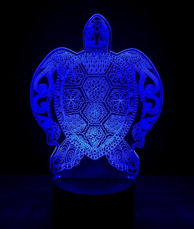 3D Optical Illusion LED Night Light ,Acrylic Boy Girl Kids Baby Sleep Desk Lamp Touch Control 7 Color Change USB Powered for Home Decorations or Holiday Gifts (Sea Turtle) - LeafyLoom