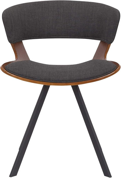 Armen Living Ulric Wood and Metal Modern Dining Room Accent Chair, Charcoal/Walnut 22 x 29 x 21.5 - LeafyLoom