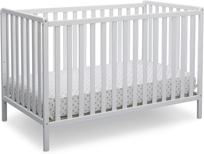 Delta Children Heartland 4-in-1 Convertible Crib - Greenguard Gold Certified, Bianca White - LeafyLoom