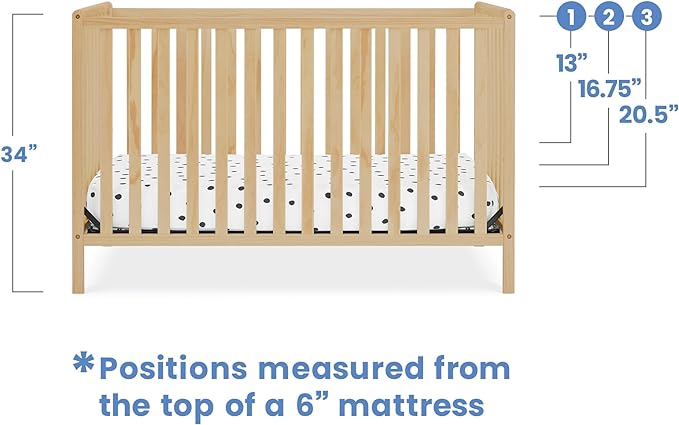 Delta Children Heartland 4-in-1 Convertible Crib, Natural + Twinkle Galaxy Crib and Toddler Mattress (Bundle) - LeafyLoom