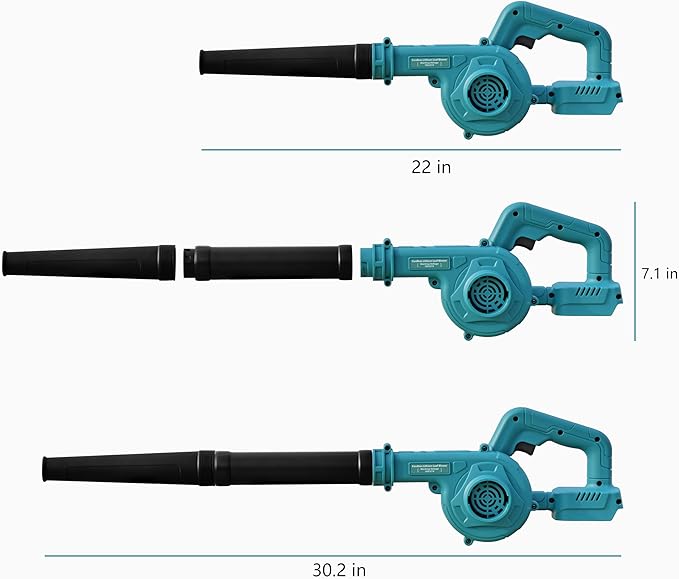 Yard Blowers Battery Powered Cordless Air Blower Battery Operated Blowers for Lawn Care Sopladora De Hojas Lawn Blower +Lengthen Tube(Naked Tool,No Battery Included) - LeafyLoom