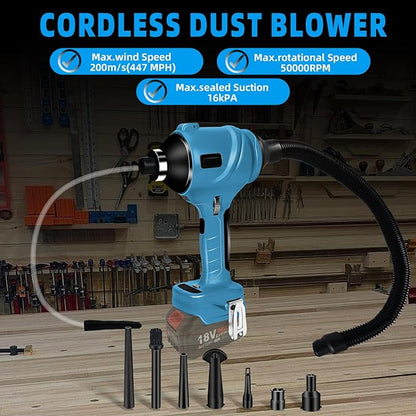 Cordless Dust Blower for Makita 18V Battery, Brushless Handheld Air Blower Compressed Air Duster 447 MPH for Garages Workshop Sawmill Room Home Cleaning(Battery Not Included) - LeafyLoom