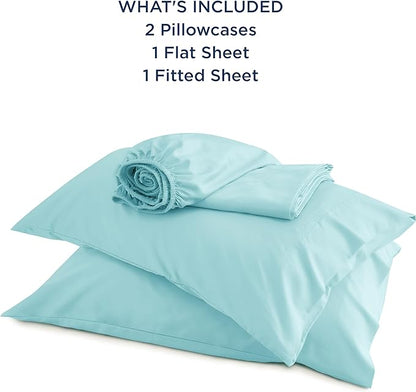 Bedsure Full Size Sheets, Cooling Sheets Full, Rayon Derived from Bamboo, Deep Pocket Up to 16", Breathable & Soft Bed Sheets, Hotel Luxury Silky Bedding Sheets & Pillowcases, Blue Tint - LeafyLoom