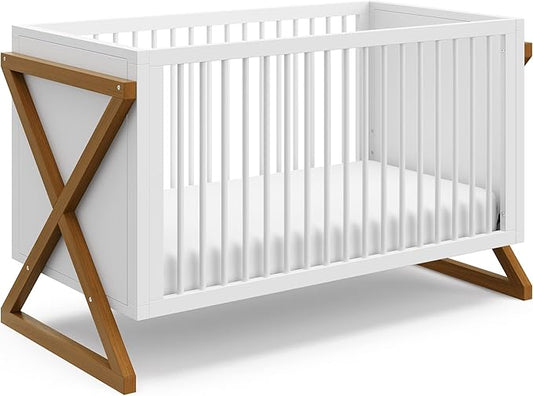 Storkcraft Equinox 3-in-1 Convertible Crib (Vintage Driftwood) Easily Converts to Toddler Bed & Daybed, 3-Position Adjustable Mattress Support Base, Modern Two-Tone Design for Contemporary Nursery - LeafyLoom