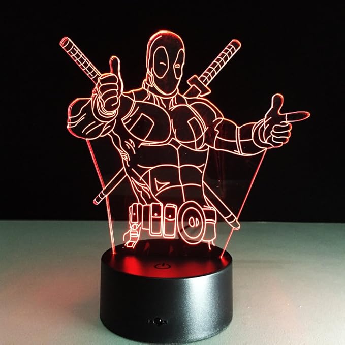 VALEN 3D Desk lamp Acrylic Deadpool Night Light 7 Color Change Furniture Decorative Colorful Gift Household Accessories Boy Toys - LeafyLoom