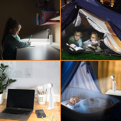 Small Desk Lamp, Mini Table Lamps for Home Office, Portable LED Flashlight/Book Light with USB Charging Port (5000MAH), Night Reading Light with Phone Holder/Eye Caring 3-Brightness Mode - LeafyLoom