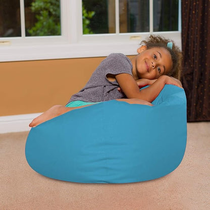 Posh Creations Bean Bag Chair for Kids, Teens, and Adults Includes Removable and Machine Washable Cover, Heather Teal, 27in - Medium - LeafyLoom