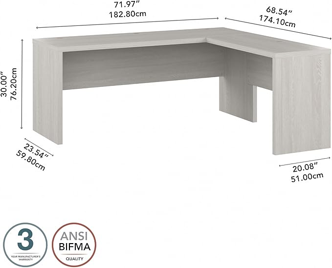 Bush Business Furniture Echo L Shaped Computer Desk, 72W, Gray Sand - LeafyLoom