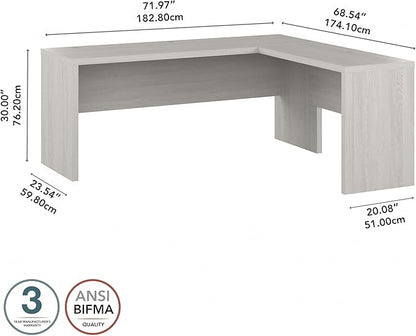 Bush Business Furniture Echo L Shaped Computer Desk, 72W, Gray Sand - LeafyLoom