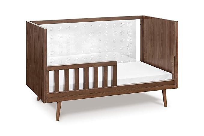 Nifty Clear 3-in-1 Crib in Walnut, Greenguard Gold Certified, 54.63x31.63x35.13 Inch (Pack of 1) (US0300UL) - LeafyLoom