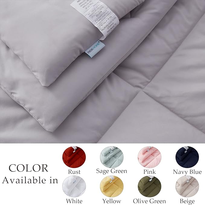 NexHome King Bed in a Bag 7-Pieces Light Grey Comforter Sets with Comforter and Sheets Soft All Season Bedding Sets with Comforter, Pillow Shams, Flat Sheet, Fitted Sheet and Pillowcases - LeafyLoom