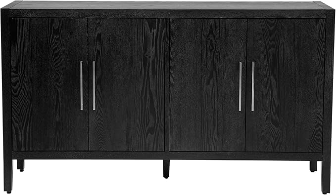 Merax Wood Sideboard Buffet Cabinet with Storage, 4 Door Farmhouse Cupboard w/Adjustable Shelves, Console Table for Kitchen, Dining/Living Room, Black - LeafyLoom