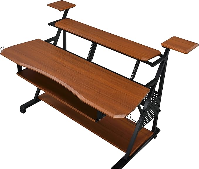 NicBex Laik-DW-00056-DX Desks, 67" W x 38" D x 42" H, Cherry - LeafyLoom