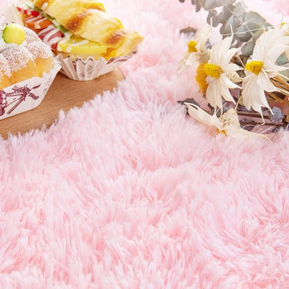 Noahas Ultra Soft Fluffy Rugs,Pink Area Rugs for Bedroom Shaggy Oval 2.6' x 5.3' Kids Bedroom Fuzzy Bedside Small Carpet Aesthetic,Nursery Rug for Baby,Room Decor for Teen Girls - LeafyLoom