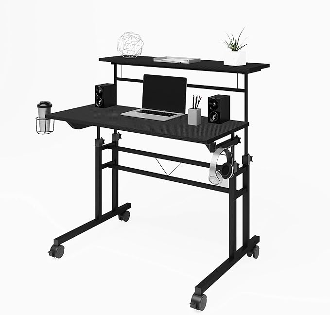 NicBex Laik-DW-00050-DX Desks, 35.25" W x 25" D x 28" H, Black - LeafyLoom