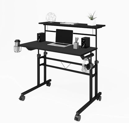 NicBex Laik-DW-00050-DX Desks, 35.25" W x 25" D x 28" H, Black - LeafyLoom