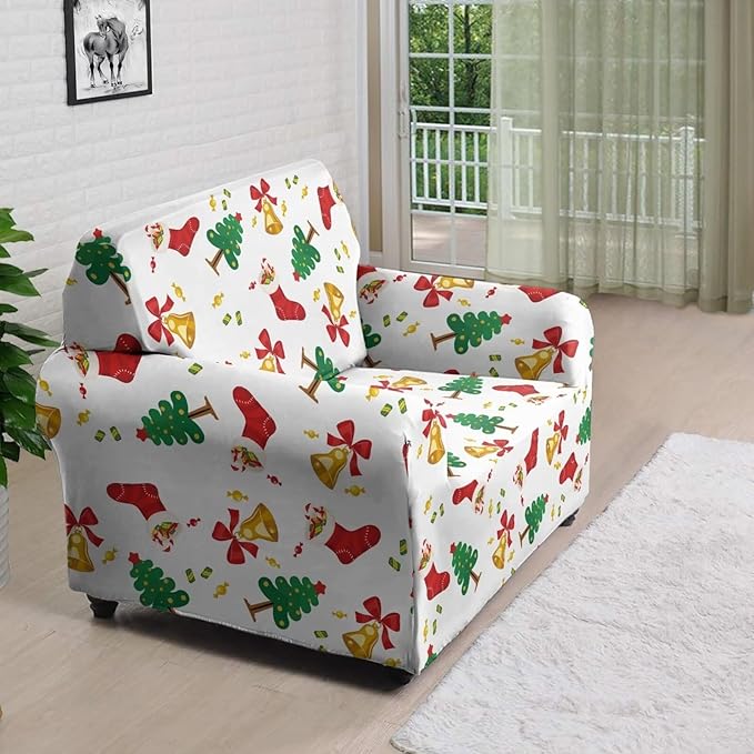 FKELYI Christmas Tree Easy Going Stretch Sofa Slipcover Washable Sofa Couch Cover Comfortable Furniture Protector with Elastic Bottom S FKELYI