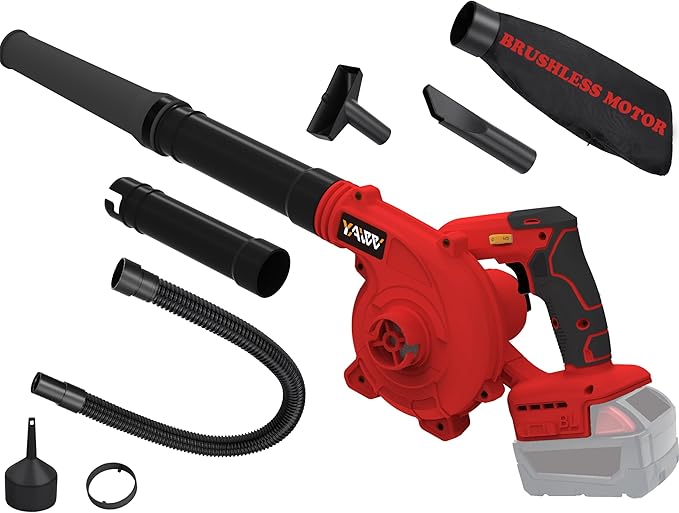 Cordless Leaf Blower for Milwaukee M18 Battery,Electric Jobsite Air Blower with Brushless Motor,6 Variable Speed Up to 180MPH,2-in-1 Handle Electric Blower and Vacuum Cleaner(Battery Not Included) - LeafyLoom