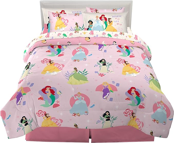 Disney Princess Kids Bedding Super Soft Comforter and Sheet Set with Sham, 7 Piece Full Size, "Official" Disney Product By Franco (PRINTS MAY VARY) - LeafyLoom