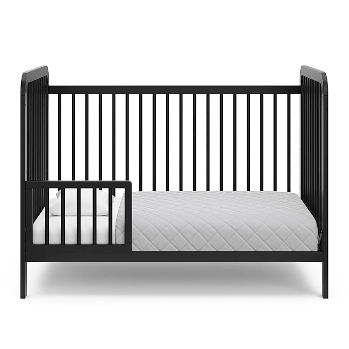 Storkcraft Pasadena 3-in-1 Convertible Crib (Black) – GREENGUARD Gold Certified, Converts to Daybed and Toddler Bed, Fits Standard Full-Size Crib Mattress, Adjustable Mattress Height - LeafyLoom