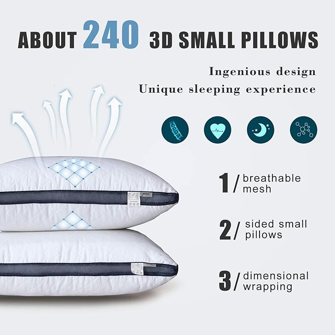 Pillows for Sleeping (2-Pack), Luxury Hotel Pillows Queen Size Set of 2,Bed Pillows for Side and Back Sleeper (Queen) - LeafyLoom