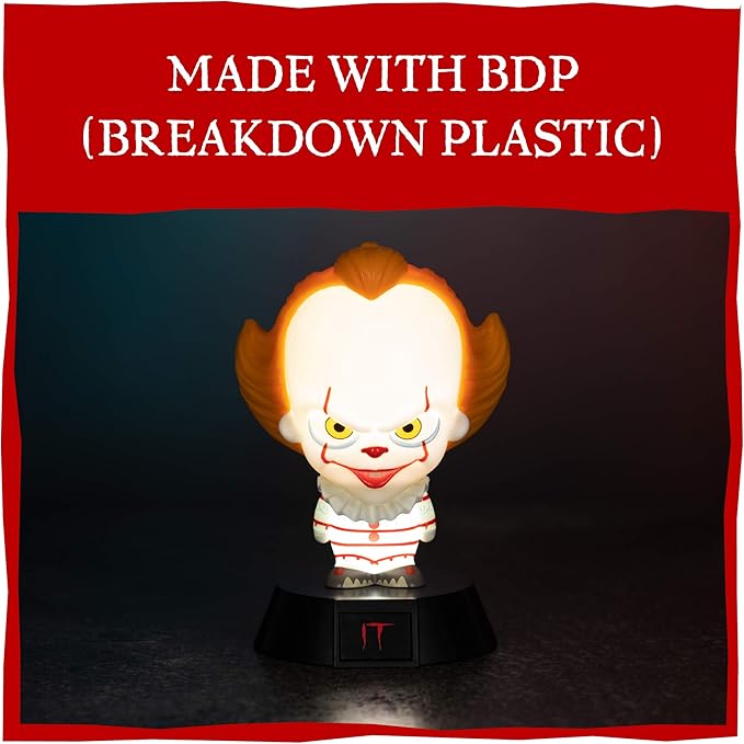 Pennywise Collectable Icon Based On Stephen King's Novel Ideal Night Kids Bedrooms, Office and Home Pop Culture Lighting Merchandise, White - LeafyLoom