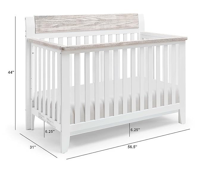 Suite Bebe Hayes 4 in 1 Convertible Crib, White and Wire Brushed Wood - LeafyLoom