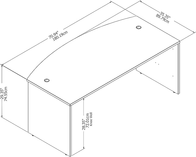 Bush Business Furniture Studio C Bow Front Desk, Computer Table for Home or Professional Office, 72W x 36D, Platinum Gray - LeafyLoom