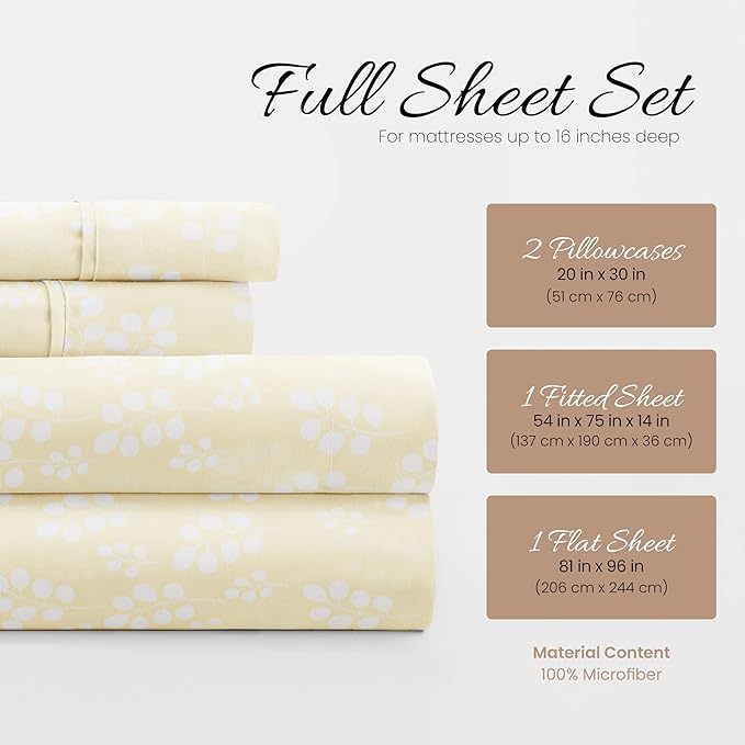 Linen Market 4 Piece Full Bedding Sheet Set (Ivory Wheatfield) - Sleep Better Than Ever with These Ultra-Soft & Cooling Bed Sheets for Your Full Size Bed - Deep Pocket Fits 16" Mattress - LeafyLoom