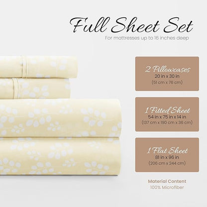 Linen Market 4 Piece Full Bedding Sheet Set (Ivory Wheatfield) - Sleep Better Than Ever with These Ultra-Soft & Cooling Bed Sheets for Your Full Size Bed - Deep Pocket Fits 16" Mattress - LeafyLoom