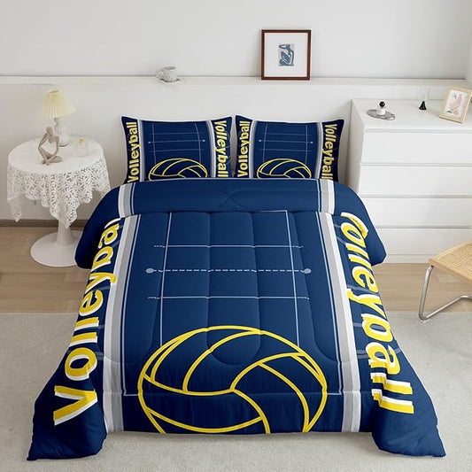 Feelyou Volleyball Bedding Set Twin Size Sports Game Comforter Set for Kids Boys Girls Decor Volleyball Player Comforter Microfiber Sports Gaming Duvet Set Bedroom Quilt Set - LeafyLoom