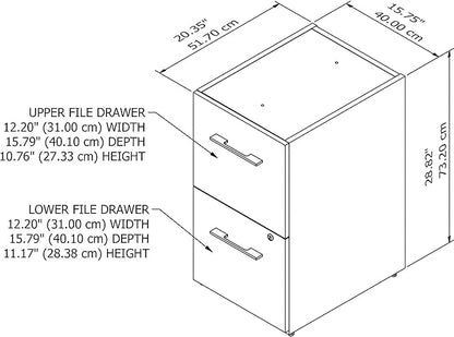 Bush Business Furniture Office 500 2 Drawer File Cabinet, 16W, Storm Gray - LeafyLoom