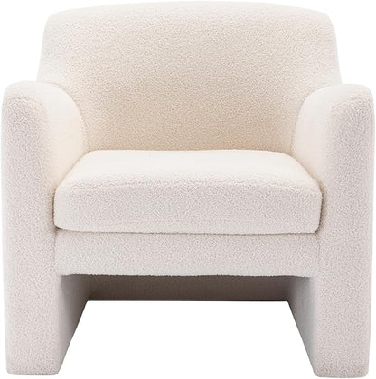 COLAMY Sherpa Accent Chair for Living Room, Living Room Chair, Soft Padded Armchair with Back, Comfy Accent Living Room Chair with Back, Cream - LeafyLoom