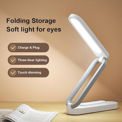 LED Desk Lamp for Office Home & Battery Operated Lamp Rechargeable Lamp Foldable & Portable Light, LED Desk Light Strip, 3 Brightness Dimmable Small Desk Lamp Wireless Reading Lamp - LeafyLoom