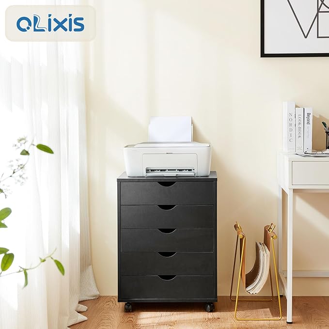 OLIXIS Chest Wood File Cabinet Rolling Organization Storage Dresser with Wheels for Home Office - LeafyLoom