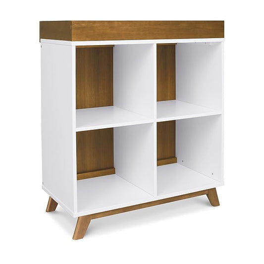 DaVinci Otto Convertible Changing Table and Cubby Bookcase in White and Walnut - LeafyLoom