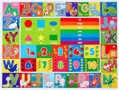 Kids Educational Rug Playtime Collection ABC, Numbers and Shapes Learning Carpet Kids Play Rug Mat Playmat for Playroom Bedroom, 55.1 x 43.3 inch - LeafyLoom