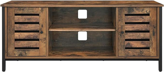 VASAGLE TV Stand for 50 Inches Televisions, Entertainment Center with Storage Shelves, Cabinet with Louvered Doors, 43.3‘’, Rustic Brown - LeafyLoom