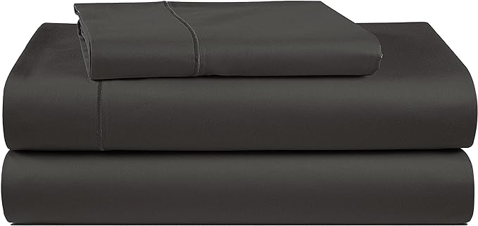 LANE LINEN 100% Egyptian Cotton Bed Sheets - 1000 Thread Count 3-Piece Twin XL Sheets Set, Long Staple Cotton Bedding Sheets, Sateen Weave, Luxury Hotel Sheets, Fits Upto 16" Mattress - Black - LeafyLoom