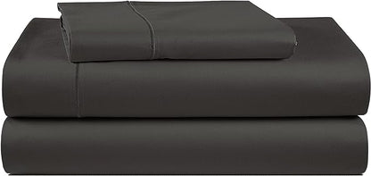 LANE LINEN 100% Egyptian Cotton Bed Sheets - 1000 Thread Count 3-Piece Twin Sheets Set, Long Staple Cotton Bedding Sheets, Sateen Weave, Luxury Hotel Sheets, Fits Upto 16" Mattress - Black - LeafyLoom