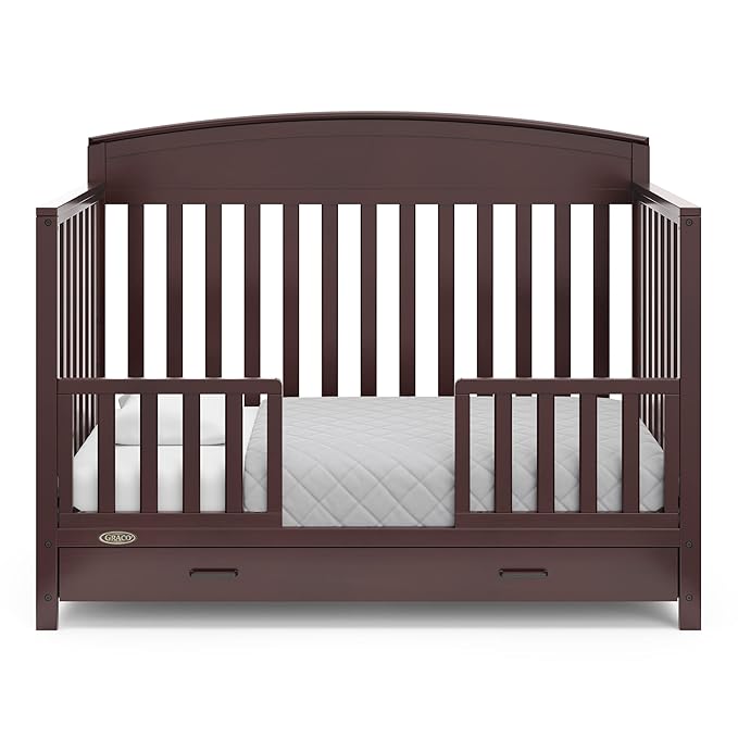 Graco Benton 5-in-1 Convertible Crib with Drawer (Espresso) - Converts from Baby Crib to Toddler Bed, Daybed and Full-Size Bed, Fits Standard Full-Size Crib Mattress, Adjustable Mattress Support Base - LeafyLoom