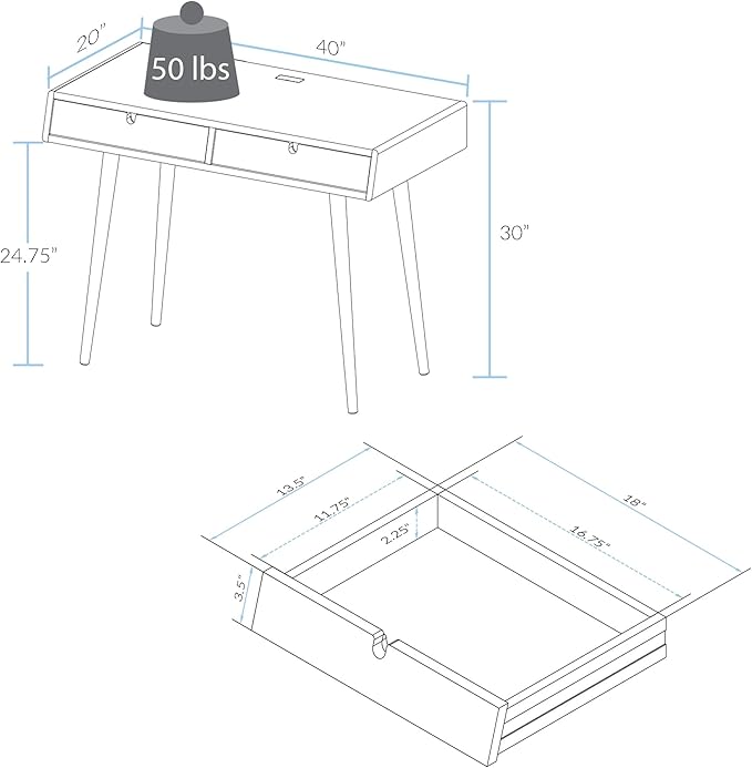 American Trails Freedom USB Ports Desk, Natural Oak - LeafyLoom