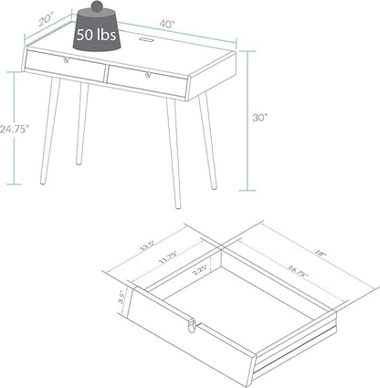 American Trails Freedom USB Ports Desk, Natural Oak - LeafyLoom