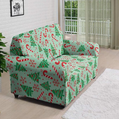 FKELYI Green Christmas Tree Sofa Slipcover Comfortable Sofa Couch Cover with Elastic Bottom Stretch Furniture Protector for Indoor M FKELYI