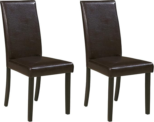 Signature Design by Ashley Kimonte Modern 19" Faux Leather Upholstered Armless Dining Chair, 2 Count, Dark Brown - LeafyLoom