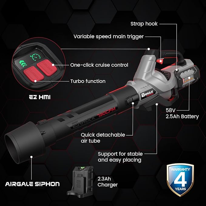 (2024 New Version) 58V 730CFM Cordless Leaf Blower with 2.5AH Battery & Charger - LeafyLoom