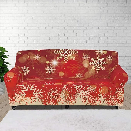 FKELYI Christmas Snow Sofa Slipcover Stretch Sofa Couch Cover for Living Room Non-Slip Furniture Protector Washable Sofa Slipcovers L FKELYI