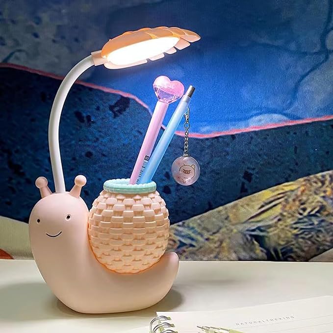 Cute Desk Lamp,Childrens Led Night Light, Portable Foldable Rechargeable Animal Table Lamp for Kids Students Desk with Lights (Pink) - LeafyLoom