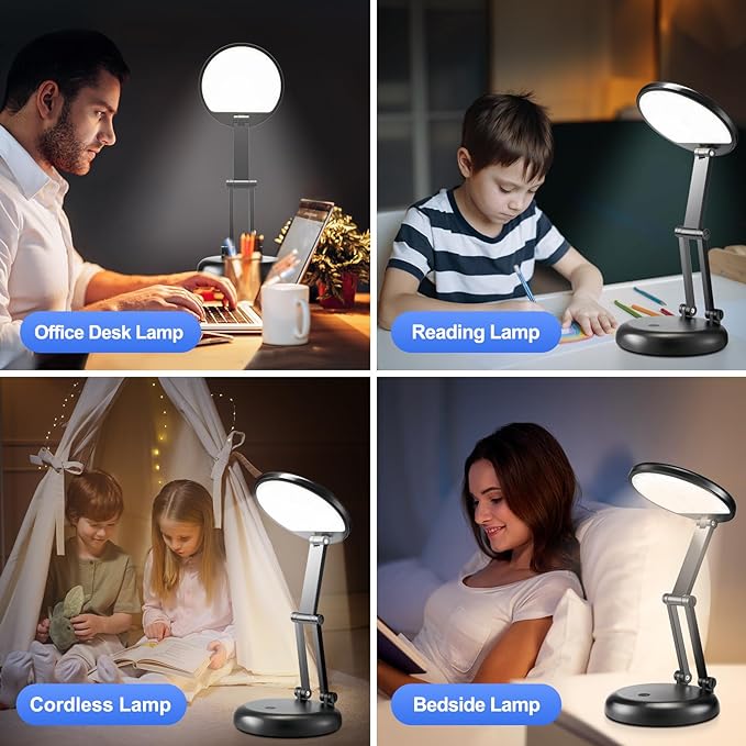 Battery Operated Lamp,3600mAh Battery Powered Lamp,10 Brightness Rechargeable Lamp Battery Lamp,Cordless Lamp Rechargeable Table Lamp,Rechargeable Light Portable Lamp,Small Desk Lamps for Home Office - LeafyLoom